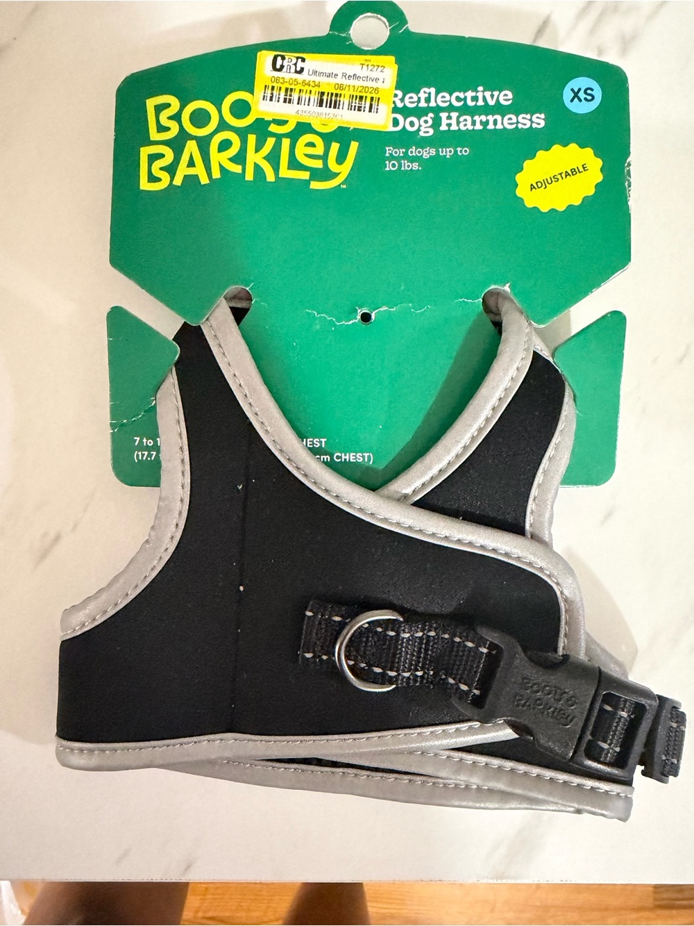 Boots & Barkley Black and Silver Reflective Dog Harness - XS